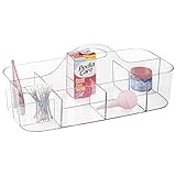 mDesign Baby Nursery Tote Caddy, for Lotion, Medicine, Thermometers, Nasal Aspirators - XL, Clear
