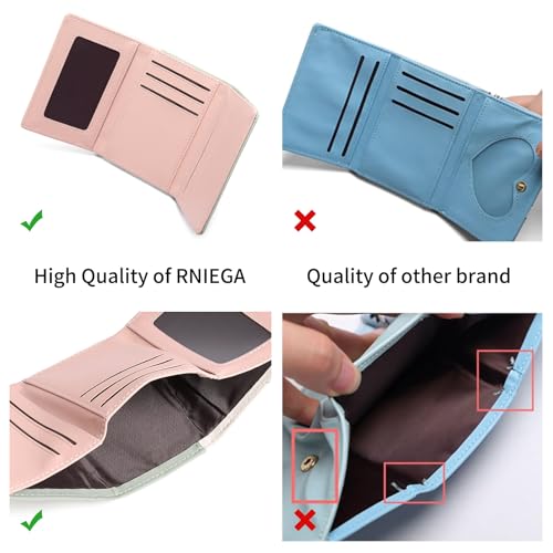 Image of RNIEGA Small Wallets for Women Trifold Vegan Leather Wallet RFID Blocking Card Holders with ID Window