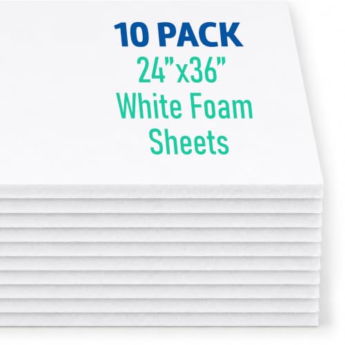 Flipside Products White Foam Board 24” x 36” - Premium Double-Sided with White Foam Core, 3/16" Thick - Photography Mounting, Art Projects, Presentations, Display & Signage – Pack of 10