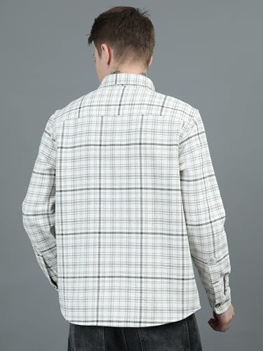 Image of StitchX Men's Full Sleeve Checkered Cotton Double Flap Pocket Spread Collar Shacket S-2XL