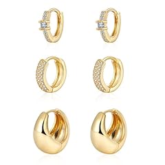 3Pairs CZ Hoop-Gold