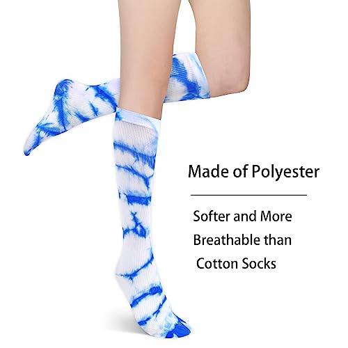 Image of Benefeet Sox Women Girls Thin Nylon Knee High Socks Long Tube Socks Unisex Soft Cozy High Calf Sock Tie Dye /Gradient