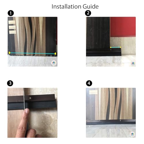 Image of Bunny Shop Door Bottom Seal (92cm /36.2 inch) Aluminium Plate with Black Rubber, 3 feet Length with Screw (Bottom Seal)(Brown Color)