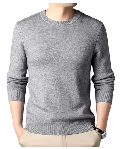 Men'S Autumn and Winter Solid Color Knitted Sweater Casual Comfortable Top Retro O-Neck Long-Sleeved Sweater2