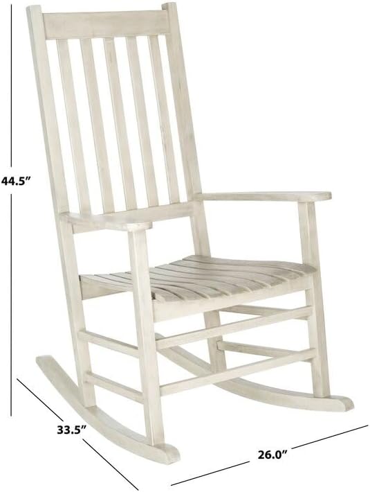 Solid Wood Rocking Chair, Indoor/Outdoor, 44.5'' H X 26'' W X 33.5'' D. (White Wash)