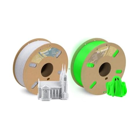 DURAMIC 3D PLA+ Filament 1.75mm 1Kg Marble, PLA Plus 3D Printer Filament 1Kg Spool,PLA Glow in The Dark Filament 1.75mm Glow Green Cover