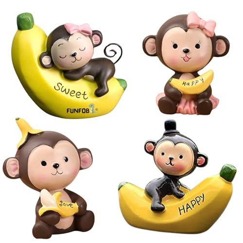 Image of FUNFOB Monkey for Car Dashboard 1pc Only Monkey Garden Decor Toy Figure Multicolour | Cute Mon-Key Figure - Random