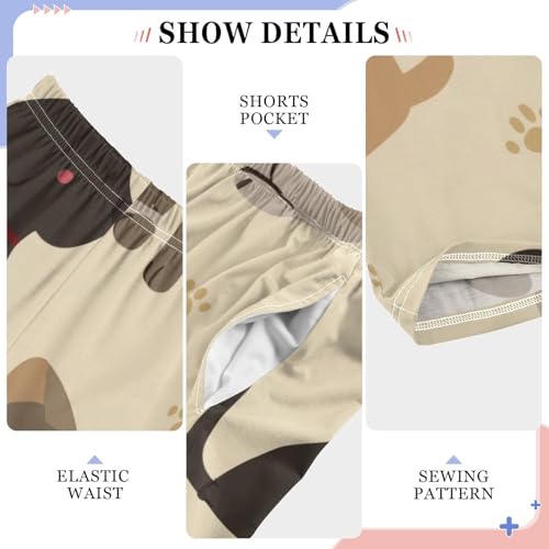 Puppy Dogs Paw Print Boys Long Pants Soft Trousers Elastic Waist Kids Lounge Bottoms with Pockets S-XL4