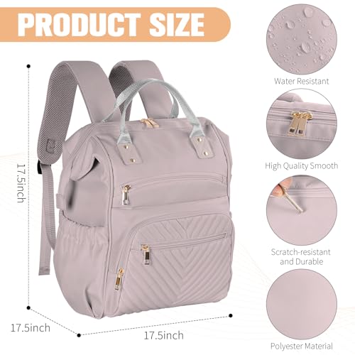 Laptop Backpack for Women, 16 Inch Fashion Computer Work Bag with USB Port, Large Capacity for Travel Business Casual, Purple3