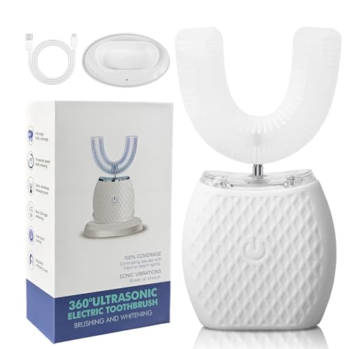 Brosse à Dents Ultrasonique Automatique, Brosse à Dents Électrique avec Nettoyage 360°, Design en U, 4 Modes, Brosse Blanchissante avec Minuteur, Pour Adultes,...