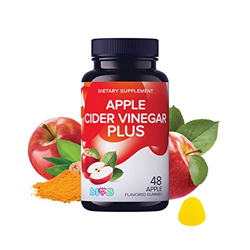 LIVS ACV Gummies Plus Turmeric and Ginger â€“ Apple Cider Vinegar Gummies Turmeric Curcumin Supplements|Heal and Soothe|Detox and Cleanse for Weight Loss|Alternative to Ginger Root Capsules & ACV Pills