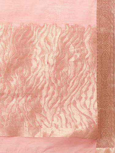 Image of AKHILAM Women's Linen Blend Jacquard Saree With Unstitched Blouse Piece (8SDZ13 Parent)