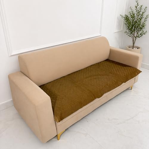 Image of Homerz Premium Petal Charm Sofa Cover | Embossed Floral Pattern | Soft Touch, Anti-Dust & Easy Wash Fabric Cloth, Washable and Durable (Mustard, 7(3+2+2) Seater, Only Seat Cover)