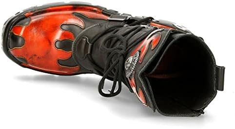New Rock 591-S1 Red Flame Metal Black Leather Heavy Punk Gothic Boots 11 | Image 7