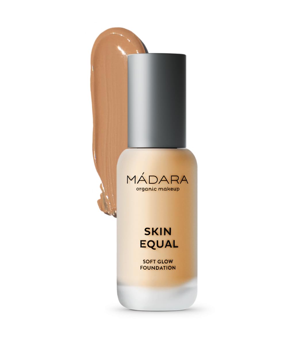 MÁDARA Organic Skincare | Skin Equal Soft Glow Foundation SPF15 Sand 40-30 ml, Mineral foundation with hyaluronic acid, Buildable medium coverage, Dewy foundation, Vegan, COSMOS natural certified