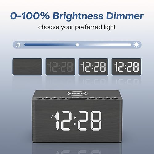 Anjank AC190BT-GREY Wooden Bluetooth Speaker Alarm Clock thumb #6