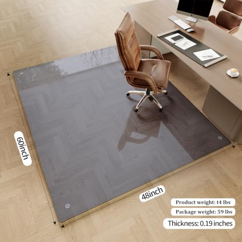 Image of [Tempered Glass] 48 inch x 60 inch Glass Office Chair Mat for Carpet