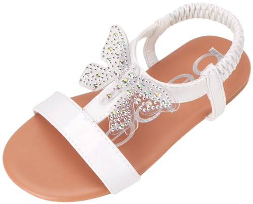 bebe Girls Sandals – Lightweight Flat Toddler Sandal with Butterfly Accent – Open Toe Little Girls Summer Sandals for Kids