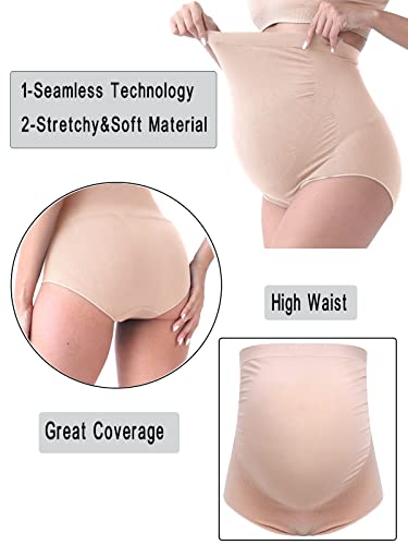 Rnxrbb Plus Size Maternity Underwear Over Bump Seamless Support Maternity Panties Clothes High Waisted 4 Pack, Black Beige White Gray 3Xl #TOP1