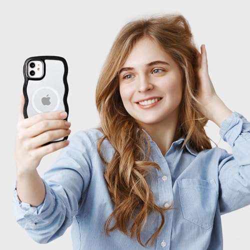 Coque iPhone 11 compatible MagSafe en silicone transparent noir