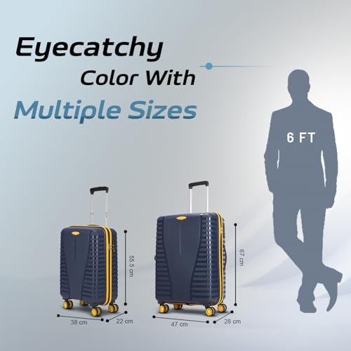 Image of Aristocrat 2 Pc Airpro Plus Set Cabin 55Cm(Small) Check-in 66Cm(Medium) 8 Wheel Spinners Trolley Bags for Travel Hard Case Luggage, Lightweight Bag with TSA Lock & Anti-Theft Zipper(Blue), Black