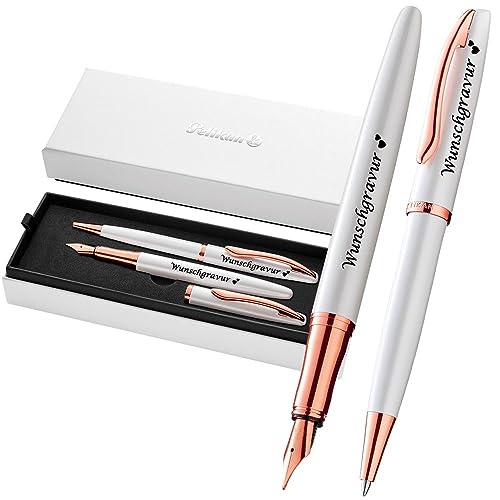 Juwelier Schönschmied Pelikan Perlmutt Weiß Schreibset PS202-1