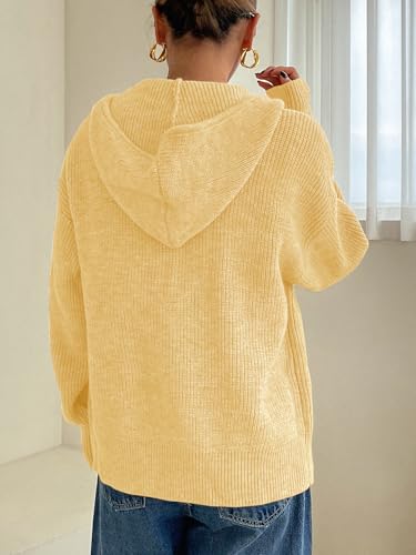Image of SOLY HUX Zip Up Cardigan for Women Hooded Cardigan Sweater Knitted Drop Shoulder Fall Clothes Winter Hoodies Outerwear