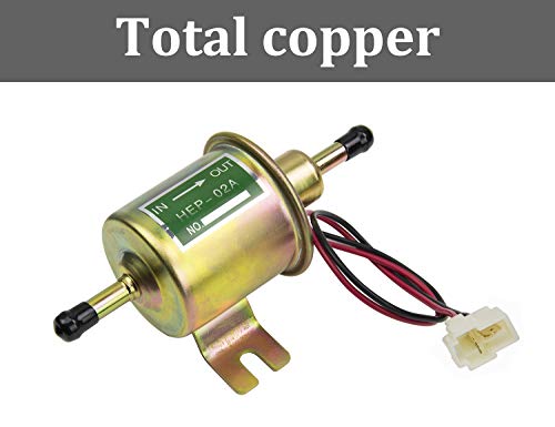 HiQltyla Universal 24V Low Pressure Heavy Duty Gas Diesel Inline Electric Fuel Pump HEP-02A (3-8 PSI) for Motorcycle Carburetor Lawn Mower