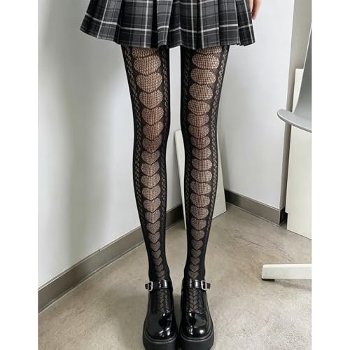 Image of Black Sheer Tights Y2K High Waist Pantyhose with Bows Patterned Stockings for Women