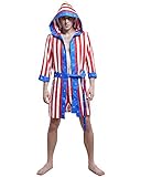 Coskidz Men's Hooded Boxing Robe American Flag Dressing Gown Satin Bathrobe Costume (multicoloured,...