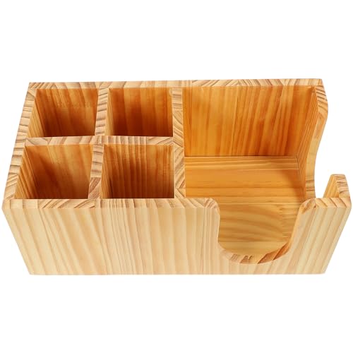 DOITOOL Organisateur de Café pour Comptoir, Design Simple et Élégant en Bois Beige Compartiments, Boîte de Rangement pour Bar à Café ou Maison