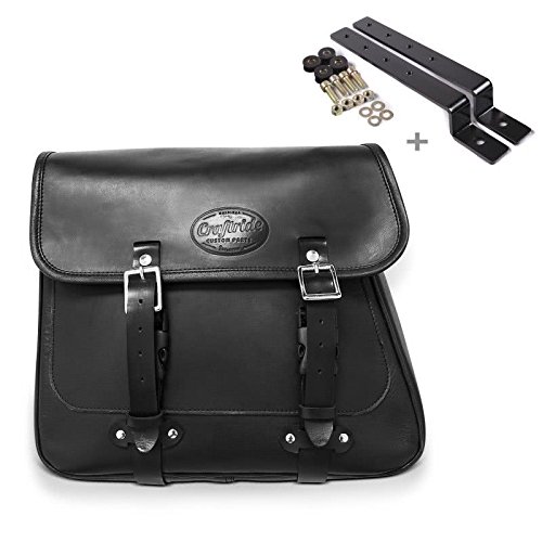 Bolso de mano solo una lateral de cuero auténtico izquierdo con enganches soportes para moto Guzzi California del 1998 al 2012 Nevada 750 del 1990 al 2016