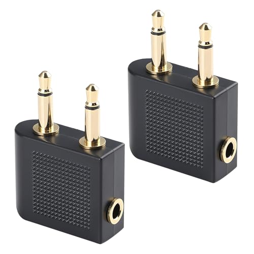 Fsttre Adaptateur Jack 3,5 mm pour Casque D'écoute d'avion Plaqués Or, Audio Jack Adapter Converter de Médias en Vol, Double Jack Adaptateurs Airline...