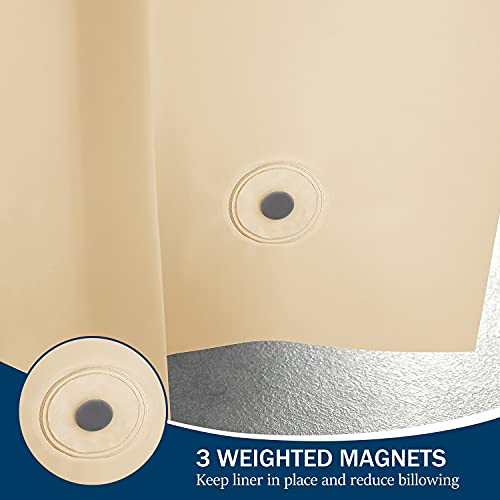 Image of downluxe Shower Curtain Liner, PEVA Plastic Shower Liner with 3 Magnets, 72 inch x 72 inch Waterproof Bathroom Curtain, Ivory, 3 Pack