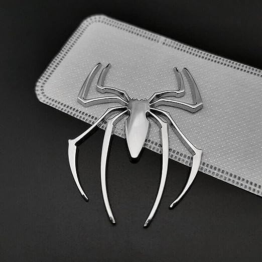 Image of VRT 3D Chrome Emblem Automotive Car, Bike Badges Logo Self Adhesive Sticker (Spider, Silver)