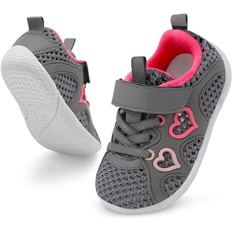 JIASUQI Baby Walking Shoes 7c Toddler Shoes for Baby Girls Sneakers Barefoot Shoes Grey Size 4-5 Cover
