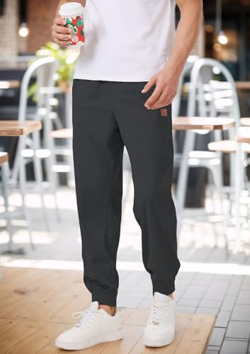 Men's Corduroy Casual Pants Lightweight Drawstring Elastic Waist Baggy Tapered Joggers Pants with Pockets2