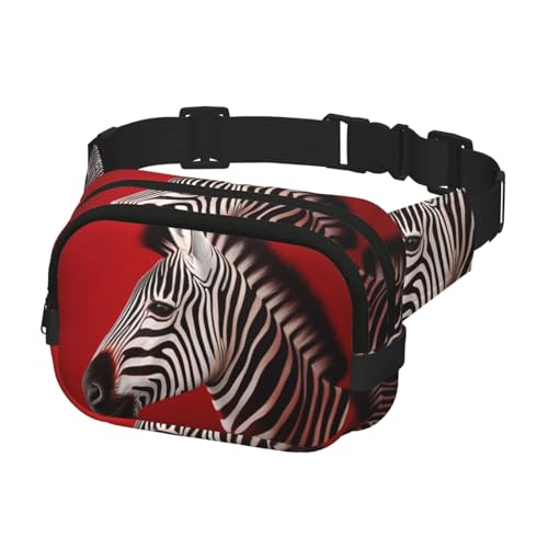 Sac banane pour voyage et randonn&eacute;e urbaine avec motif z&egrave;bre rouge et noir
