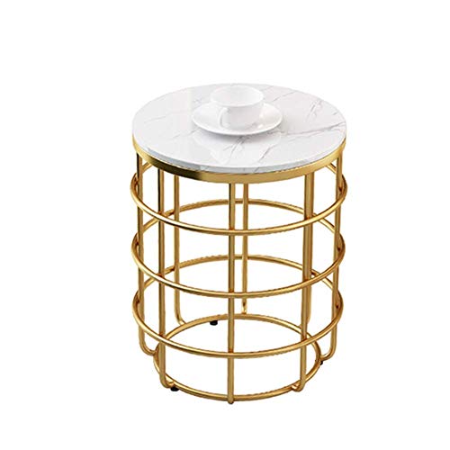 Table basse ronde en marbre doré 60 cm petit espace salon chambre - 2