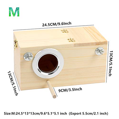 Image of Pine Wood Parakeet Nest Box Bird House Budgie Breeding Mating Box for Lovebirds Cockatiel Parrotlets (M)