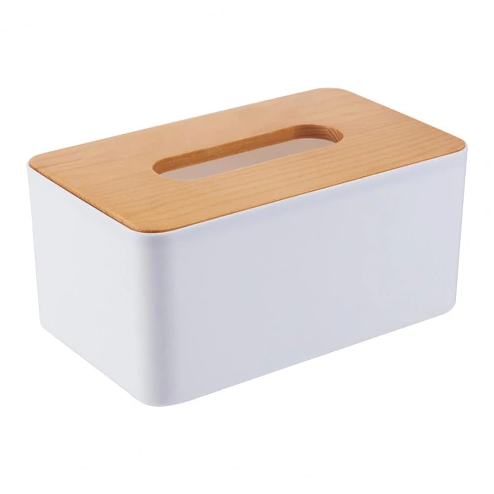 FITTO Elegant Tissue Box with Wooden Lid for Home & Car – Fits Standard Tissue Boxes – Perfect for Home, Office, and Car – Durable & Easy to Refill