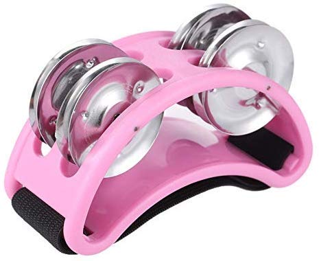 Pink Foot Tambourine for Adults and Kids - Lightweight and Durable Percussion Instrument, 8.5cm x 6cm x 4.5cm (pink)