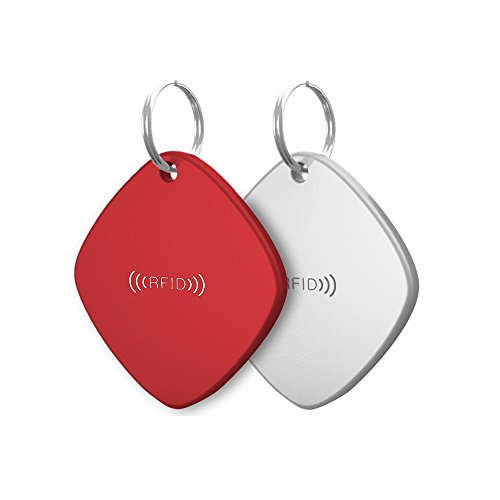 Wolf Guard EM4100 - Llavero con etiquetas de identificación, 125 KHz, para sistema de acceso de contorno, color blanco y rojo, 2 unidades