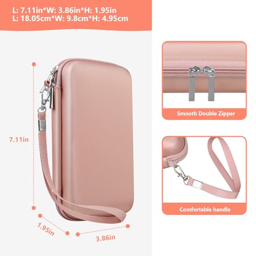 Image of Supmay Hard Carrying Case Compatible with Nintendo DS Lite NDSL, Gameboy Advance Games Storage Holder Travel Bag with Mesh Pocket for USB Charging Cable, Stylus, Earphones, Game Cartridge, Rose Gold