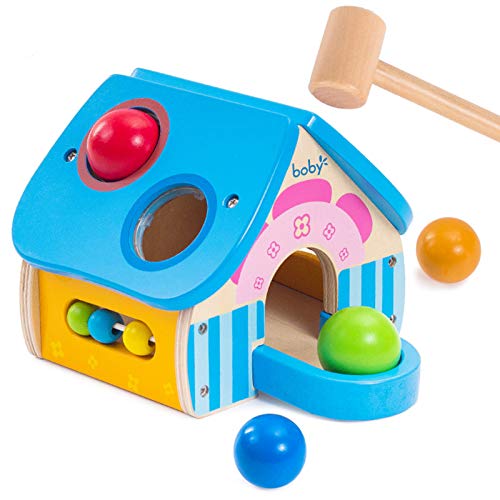 Hammering Pounding Toys Wooden Educational Toy, Pound and Tap Room Toddler Toys Gift for 2 Year Old Girls Boys