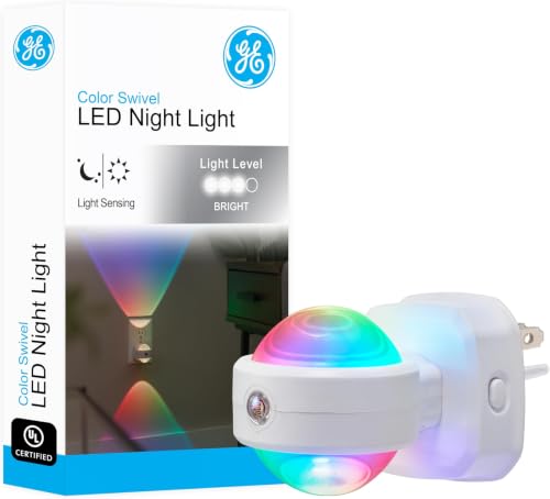 Image of GE Swivel Sconce LED Night Lights Plug Into Wall for Home Decor Color Changing Dimmable Rotating Dusk to Dawn Sensor, Ambient Lighting, Apartment Essentials 81041 (Pack of 8)