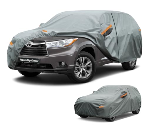 Image of Kayme Heavy Duty Car Cover Custom Fit Toyota Highlander(2014-2026), Waterproof All Weather for Automobiles, Full Exterior Covers Sun Rain UV Protection.