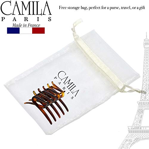 Camila Paris Cp2634 French Two Sides Interlocking Comb, Tortoise Shell, For Ponytail Or Hair Updo, Strong Hold Grip Hair Clips For Women, No Slip Durable Styling Girls Hair Accessories, Made In France #TOP5