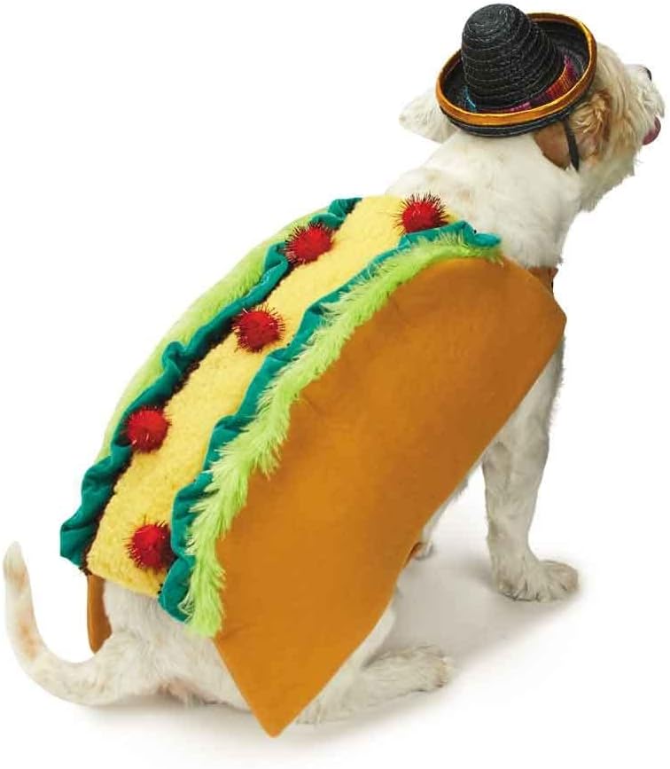 Spicy Tasty Taco and Sombrero Costume for Dogs Food Themed Cute Halloween or Pic (Small)