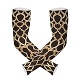 KLL Protezione UV maniche protezione solare Piatto Geometrico Leopard Skin Print Oro manica di compressione protezione solare e uv anti-snag cubre brazos, Stampa Pelle Leopardata Geometrica Piatta Oro